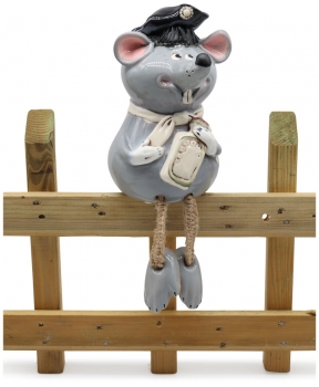 Keramik Gartenstecker Maus Pirat 18cm